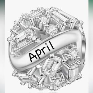 Sterling silver April birthstone Pandora charm for bracelet or necklace